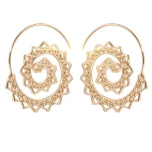New Goldtone tribal spiral earrings